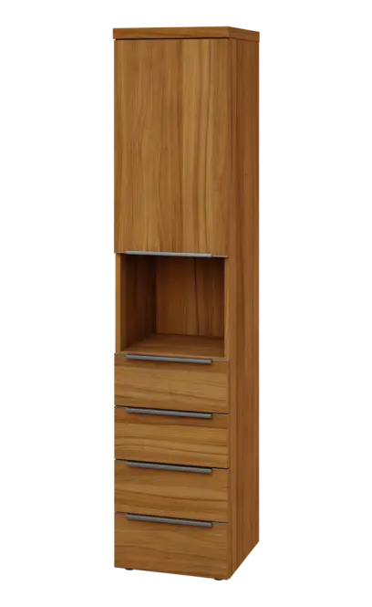 SIN 5 - 44ZND kancelářská skříň, 4-zásuvková/nika, 1-dveřová, levá, 1820x400x400, ořech světlý